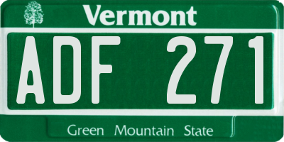 VT license plate ADF271