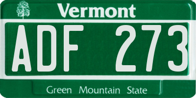 VT license plate ADF273