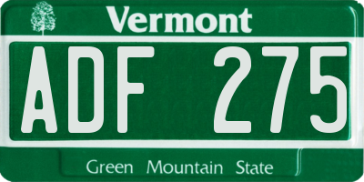 VT license plate ADF275