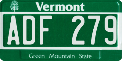 VT license plate ADF279