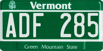 VT license plate ADF285