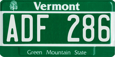 VT license plate ADF286