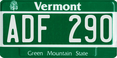 VT license plate ADF290