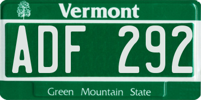 VT license plate ADF292