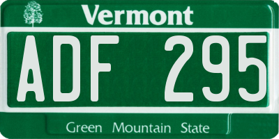 VT license plate ADF295