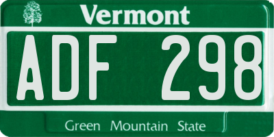 VT license plate ADF298