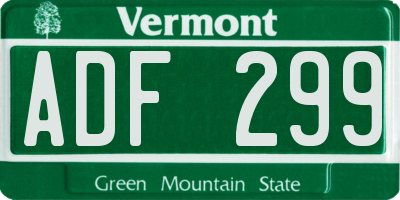 VT license plate ADF299