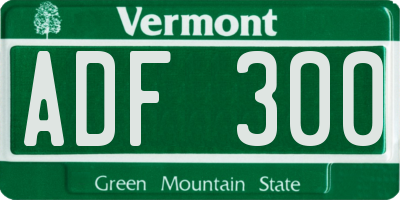 VT license plate ADF300