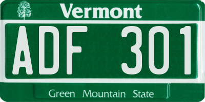 VT license plate ADF301