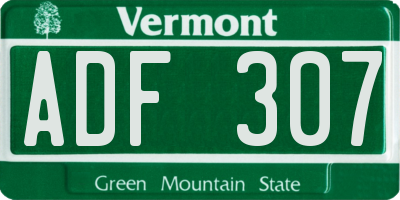 VT license plate ADF307