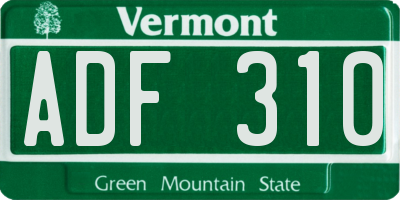 VT license plate ADF310
