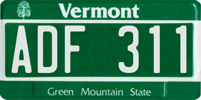 VT license plate ADF311