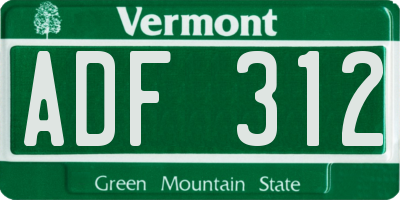 VT license plate ADF312