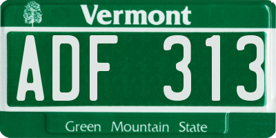 VT license plate ADF313