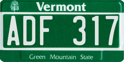 VT license plate ADF317