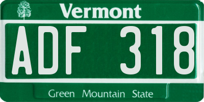 VT license plate ADF318