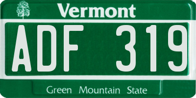 VT license plate ADF319