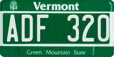 VT license plate ADF320