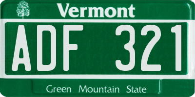 VT license plate ADF321
