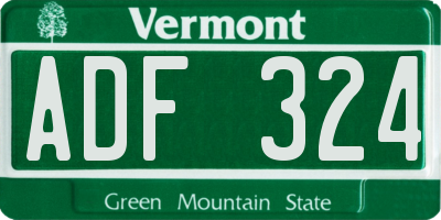 VT license plate ADF324