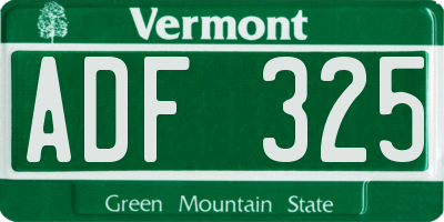 VT license plate ADF325