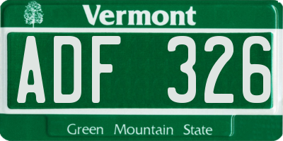 VT license plate ADF326