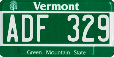 VT license plate ADF329