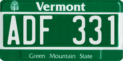 VT license plate ADF331