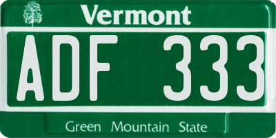 VT license plate ADF333