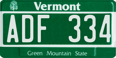VT license plate ADF334