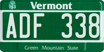 VT license plate ADF338