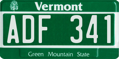 VT license plate ADF341