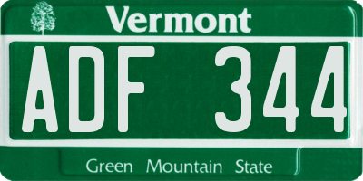 VT license plate ADF344