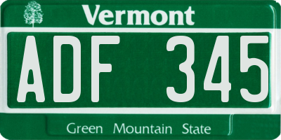 VT license plate ADF345