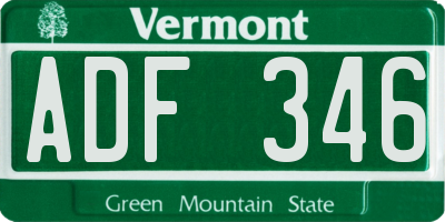 VT license plate ADF346