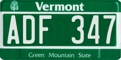 VT license plate ADF347