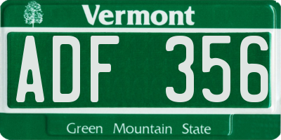 VT license plate ADF356