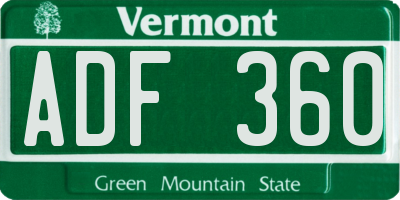 VT license plate ADF360
