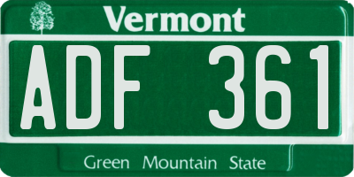 VT license plate ADF361