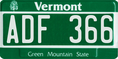 VT license plate ADF366