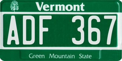 VT license plate ADF367