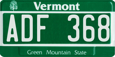 VT license plate ADF368