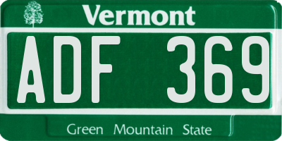 VT license plate ADF369