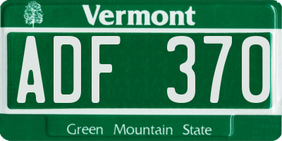 VT license plate ADF370