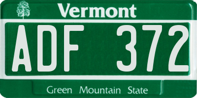 VT license plate ADF372