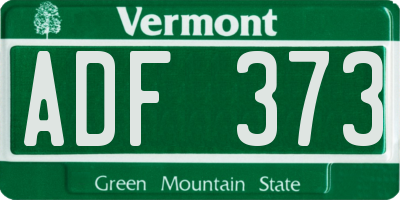 VT license plate ADF373