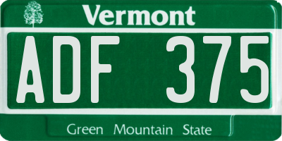 VT license plate ADF375