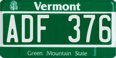 VT license plate ADF376