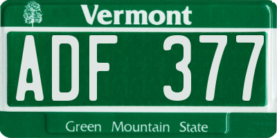 VT license plate ADF377