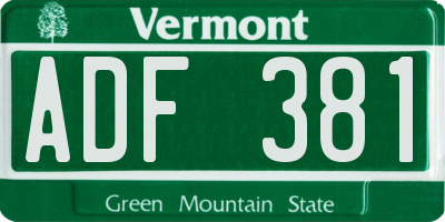 VT license plate ADF381